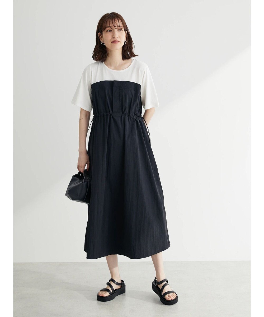 Green Parks 布帛ドッキングドロストワンピース 