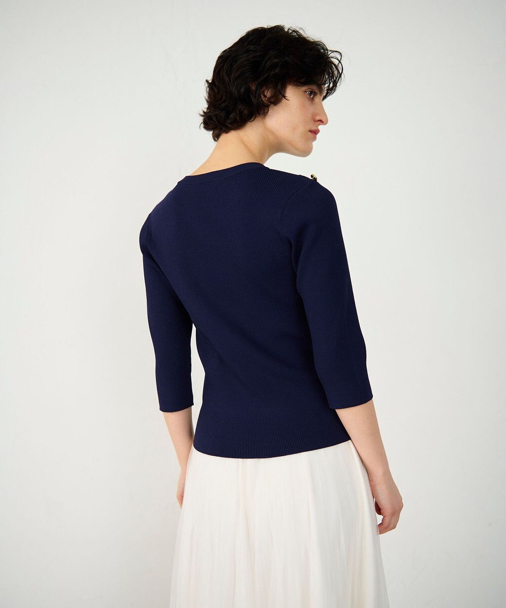 GRACE CONTINENTAL メタル釦リブニットトップ 