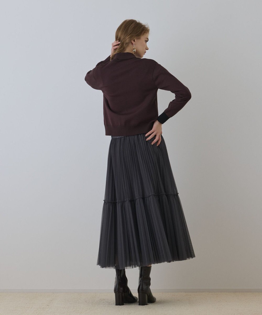 GRACE CONTINENTAL バイカラーロゴニットカーディガン 