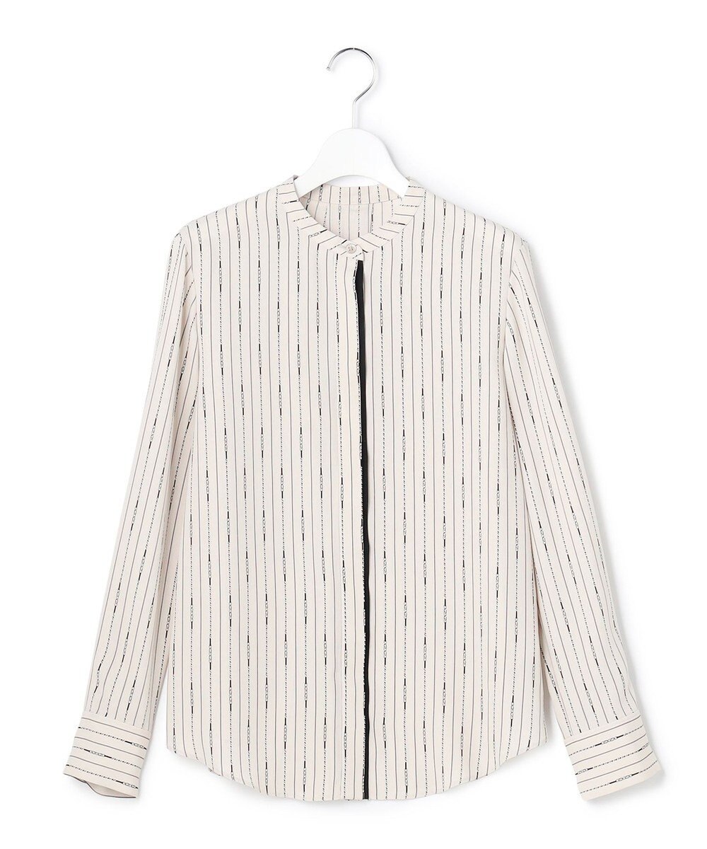 ICB L 【新色追加・WEB限定カラーあり】BackSatinAmunzen バンドカラーブラウス 