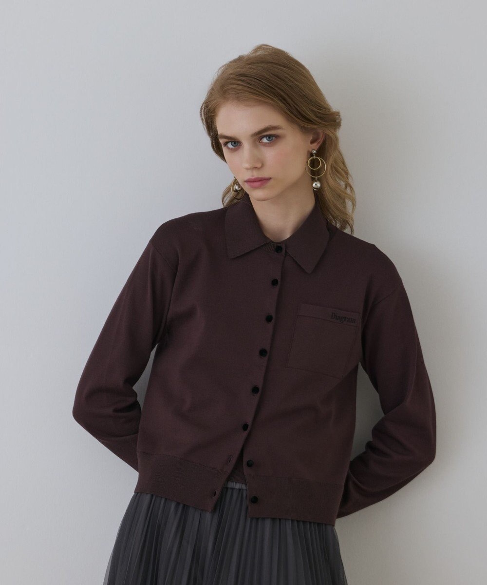 GRACE CONTINENTAL バイカラーロゴニットカーディガン 