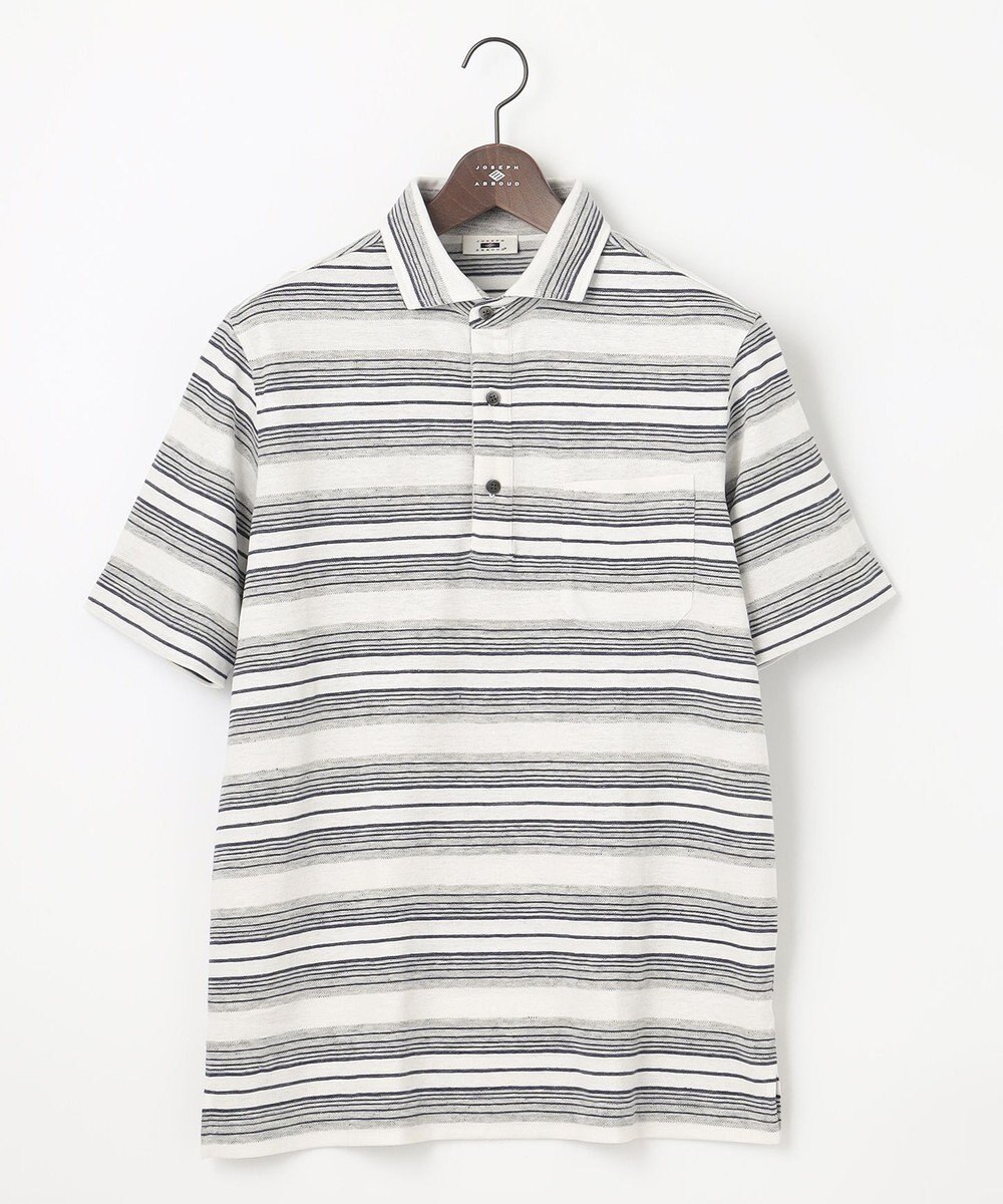 JOSEPH ABBOUD 【吸水速乾】リネンマルチボーダー ポロシャツ 