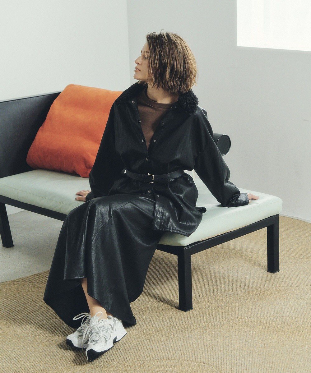 YECCA VECCA レザーライクシャツジャケット 