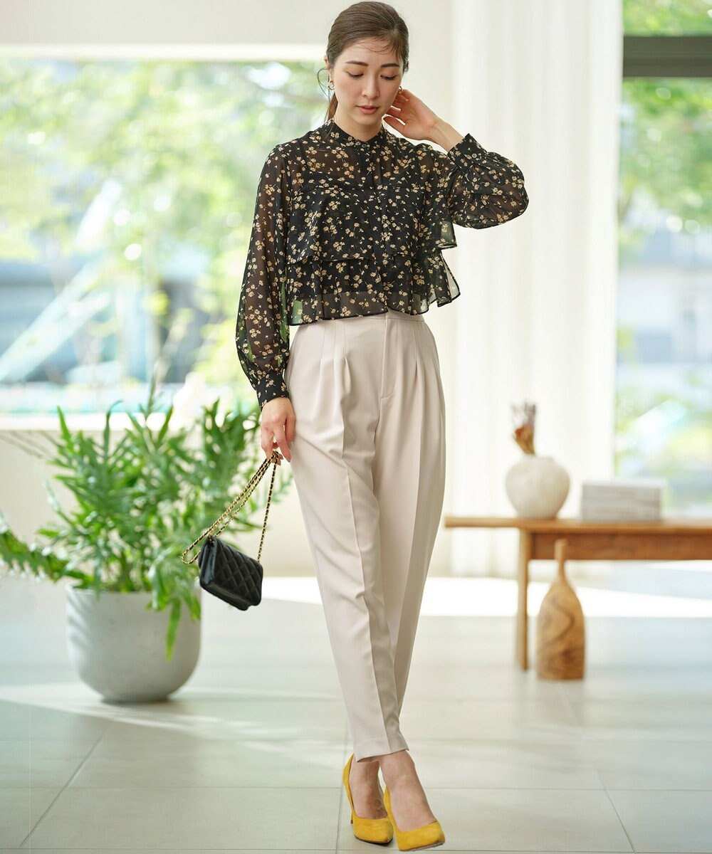 組曲 L シフォンオーガンプリント ティアードブラウス 