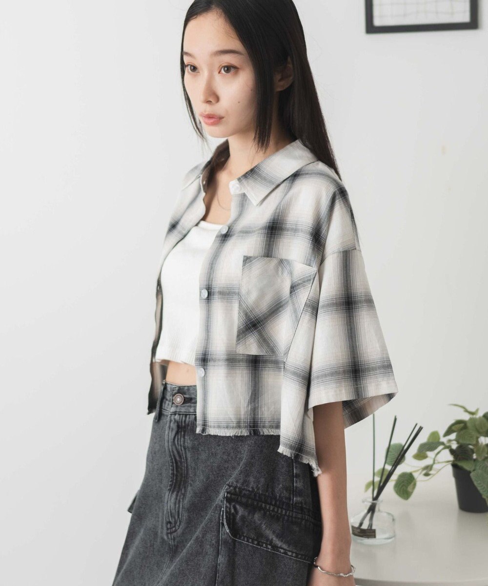 WEGO 【手洗い可/綿100％】オンブレチェックショートシャツ 