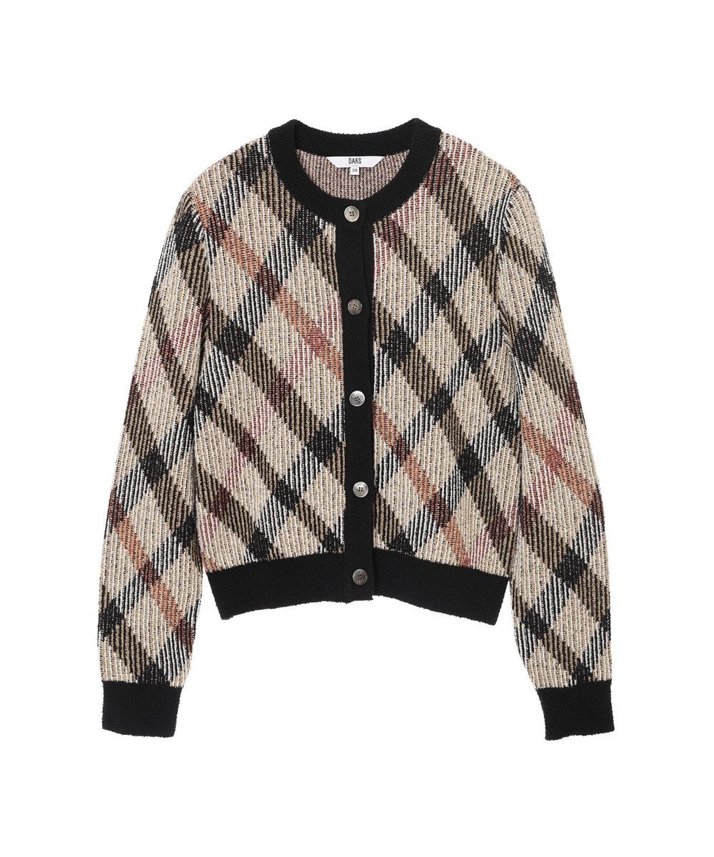 DAKS ビッグチェック ジャカード クルーネックカーディガン 