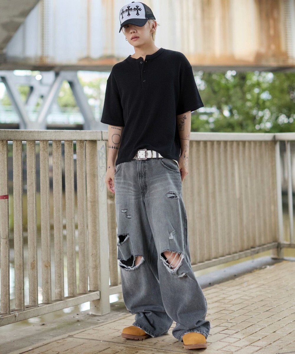WEGO エクストラバギーダメージデニムパンツ 