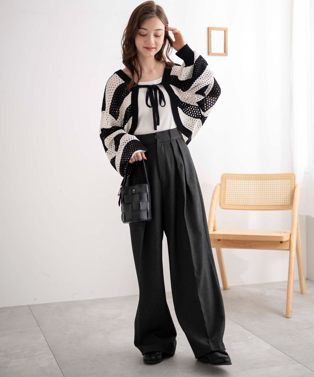 WEGO 【紫外線対策/手洗い可】メッシュリボンボレロ 