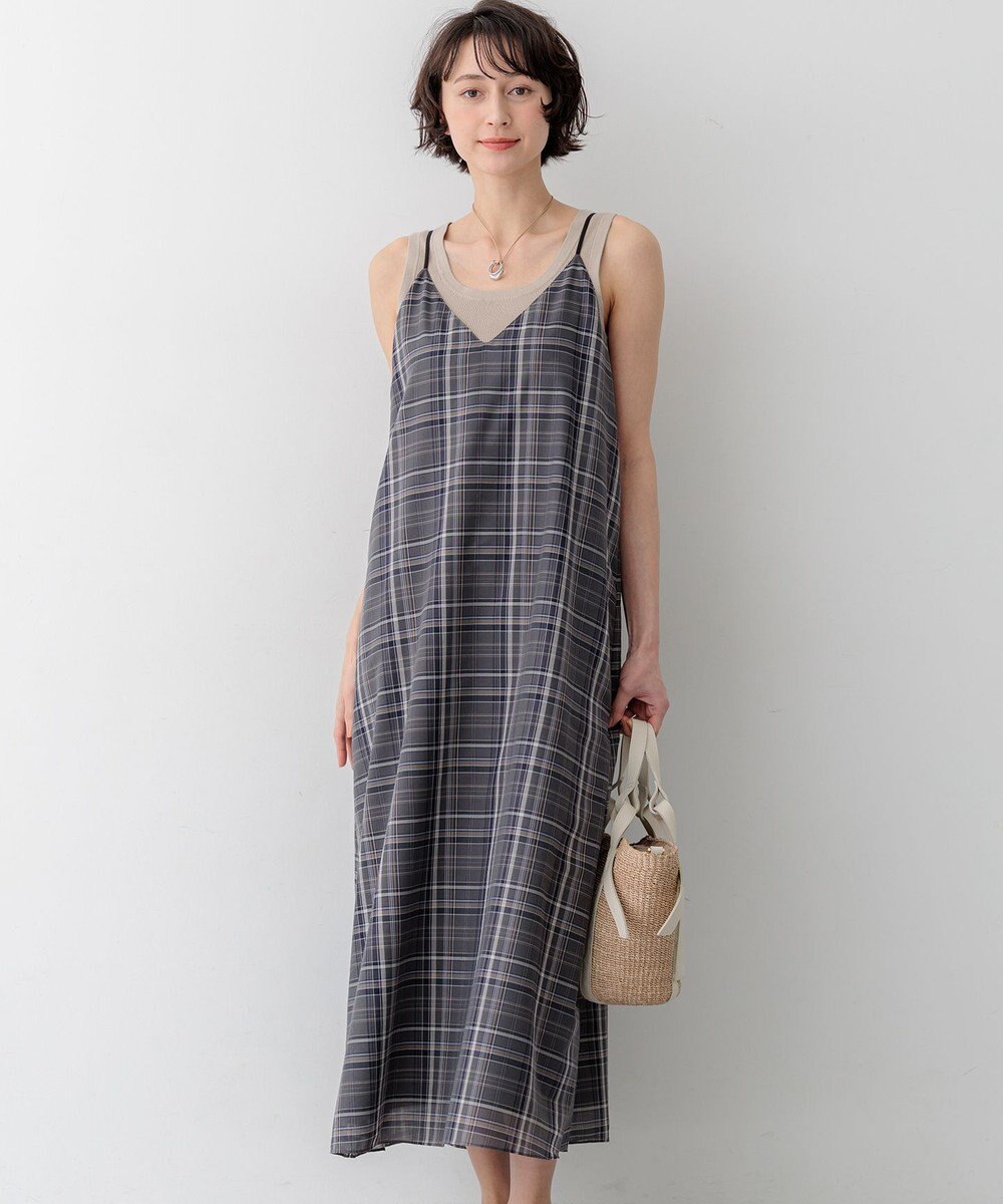 23区 【先行予約/見上愛さん着用】ハイツイストシアーチェック キャミソールワンピース 