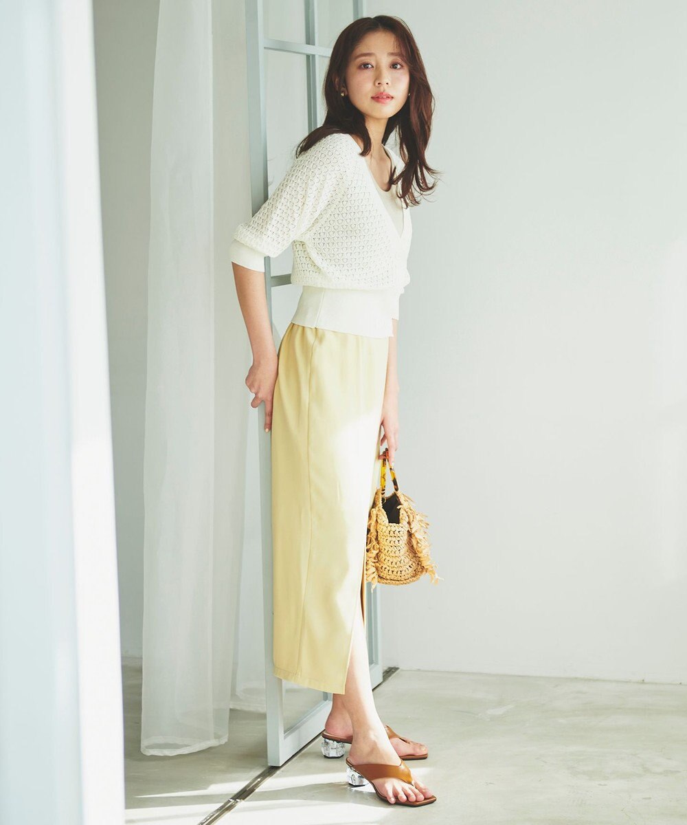 Feroux 【洗える】透かし編み カーディガン 