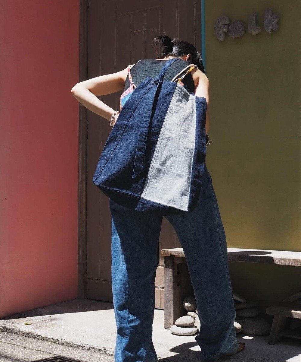 woadblue 【157】DENIM TIE TOTE デニムトートバッグ ブルー 