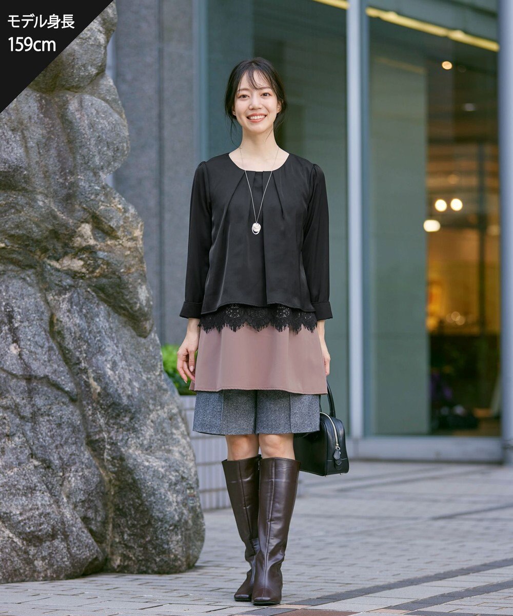 Tiaclasse 【洗える】レースコンビチュニックブラウス 