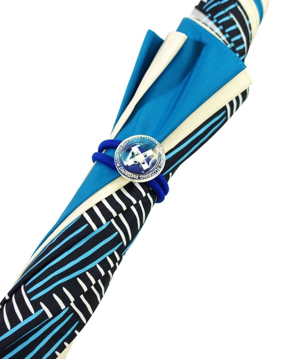 +RING 【UVカット95%以上】【UPF50＋】プラスリング レディース向け 晴雨兼用（長ショート） BLU/WHT T1295 