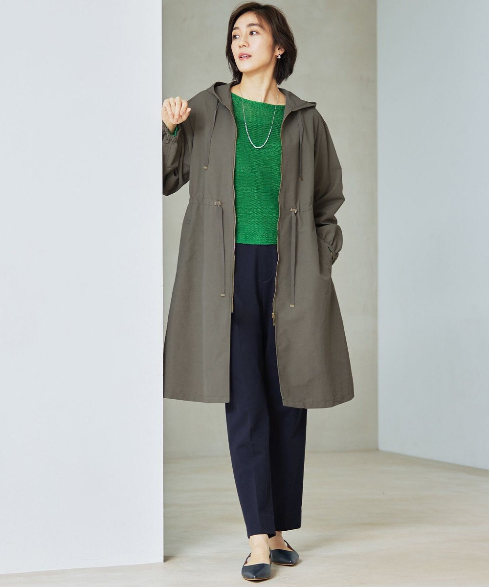 自由区 【撥水加工・UVケア・洗える】ライトグログランフーデッド コート 