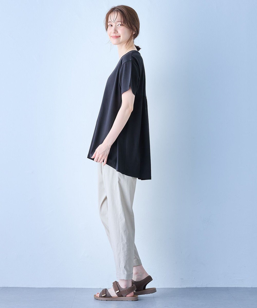 ANY L 【汗ジミ防止加工】シルケットスムースバックギャザーチュニック 