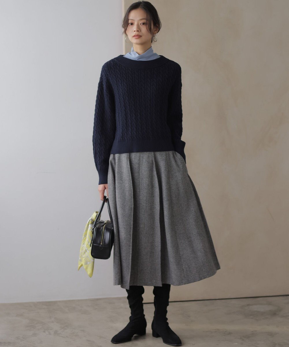 組曲 【加藤ローサさん着用】コットンカシミヤMIX ケーブル ニット 