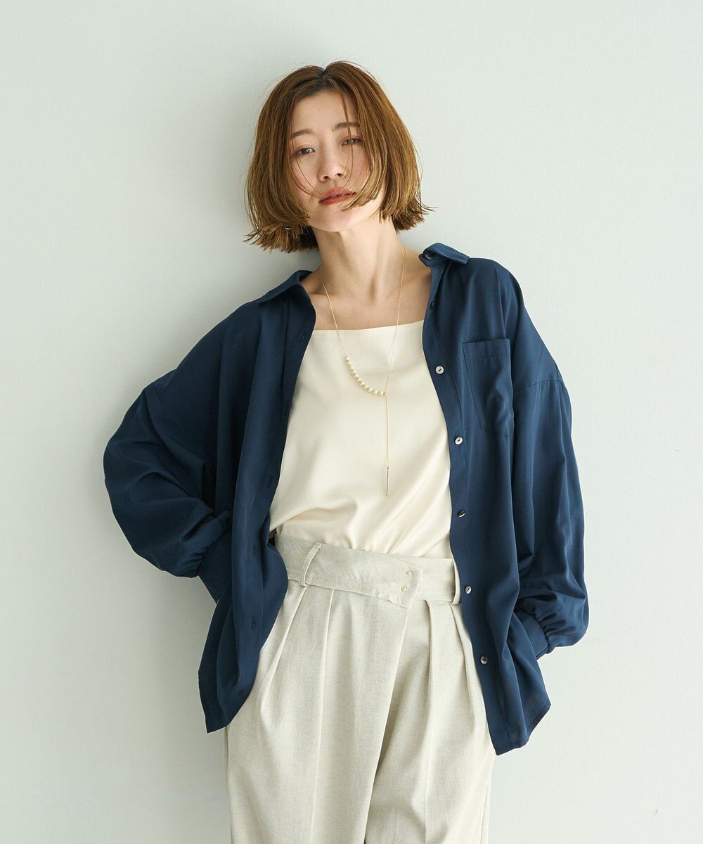 YECCA VECCA ボートネックサテンキャミ 