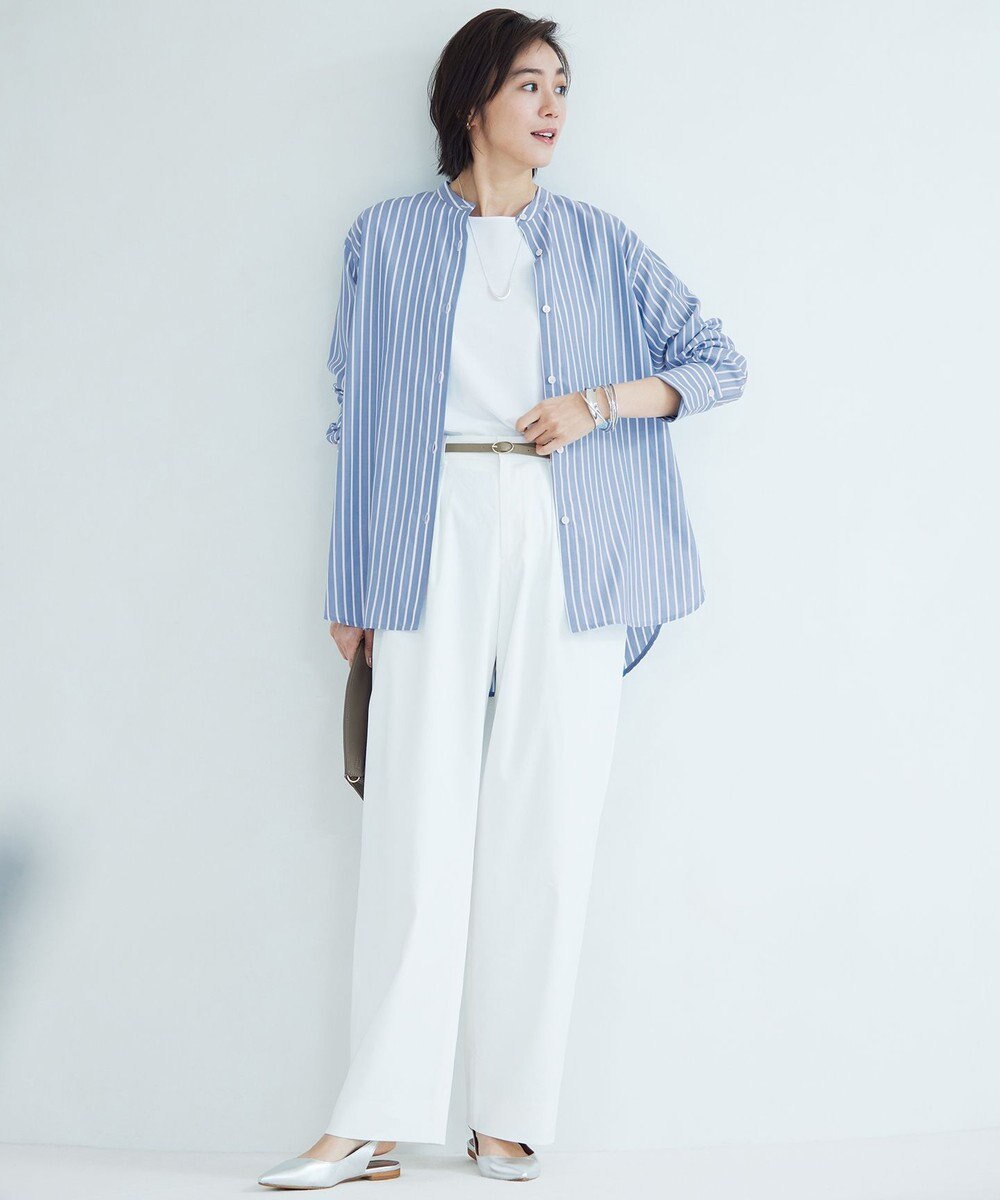 自由区 L 【洗える】SOMELOSバンドカラー ブラウス 