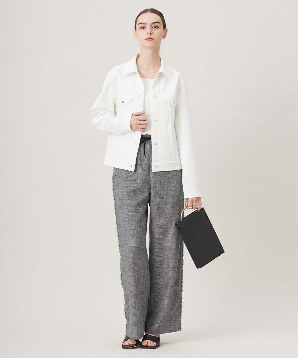 ICB 【洗える】 ライトスラブツイード ワイドパンツ 