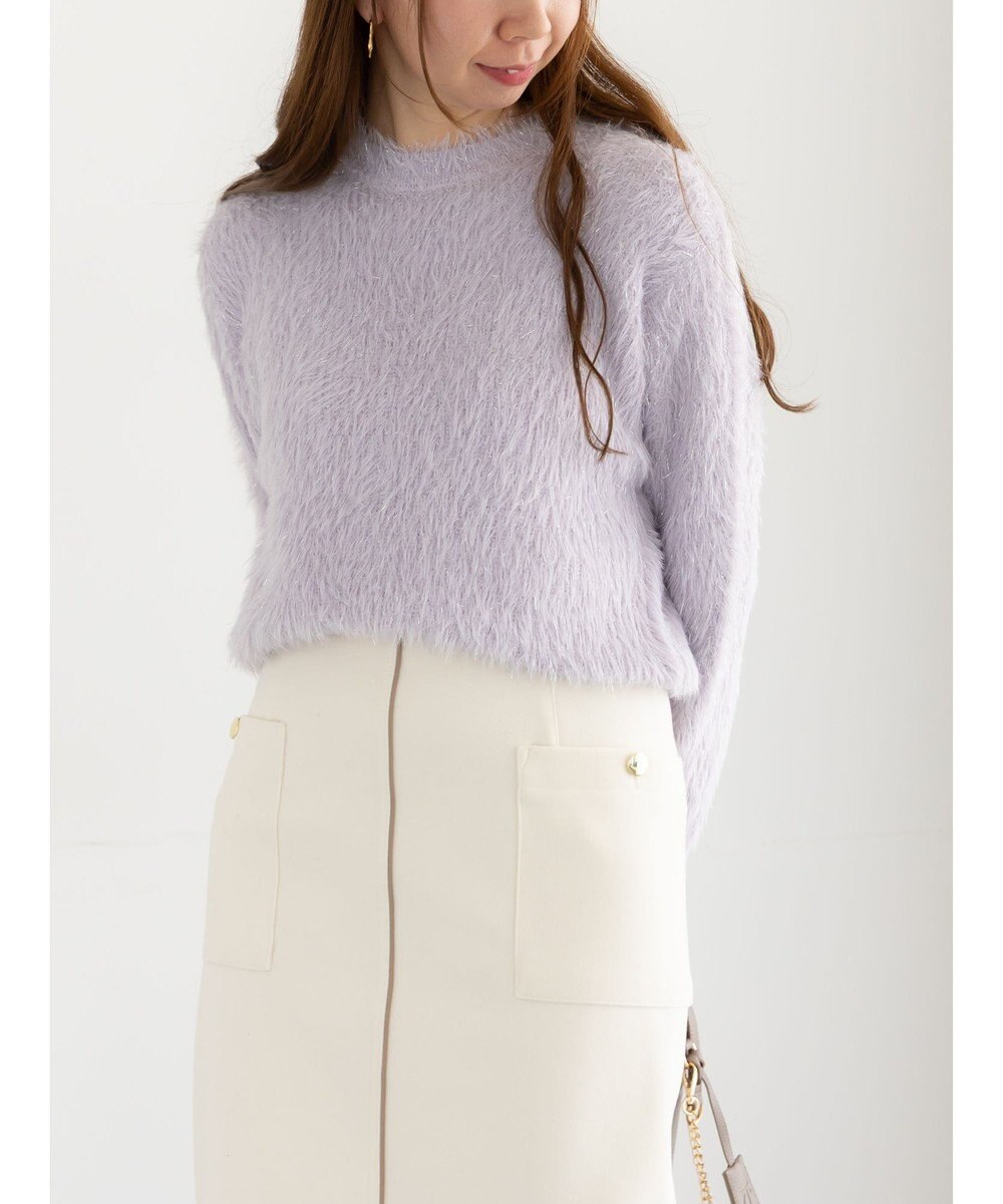 Te chichi シャギーヤーンロングスリーブニット 