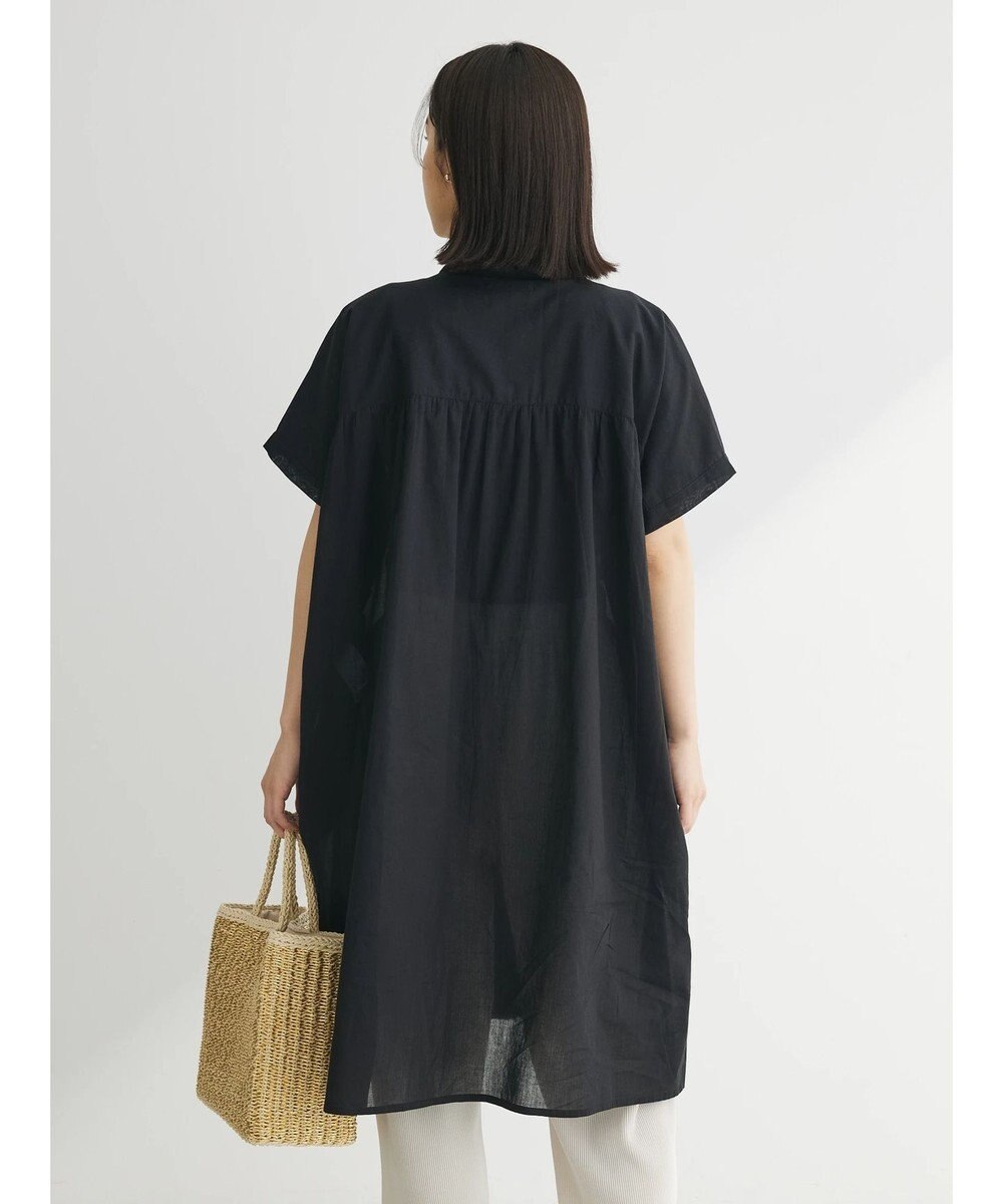 Green Parks インド綿　パイピングバンドカラーシャツチュニック 