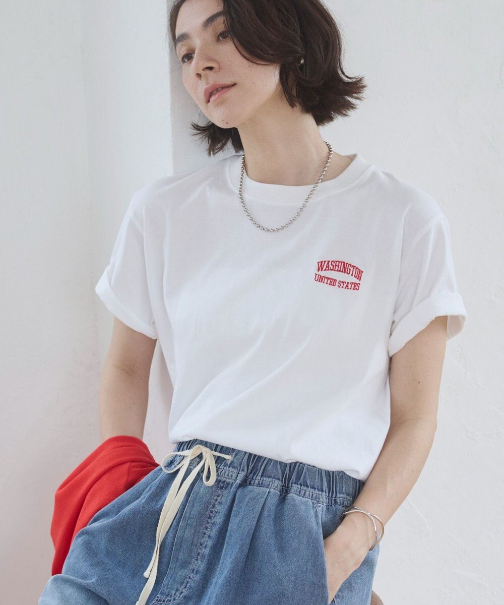 WEGO 【ANGIE VINTAGE】ワンポイント刺繍ロゴTシャツ 
