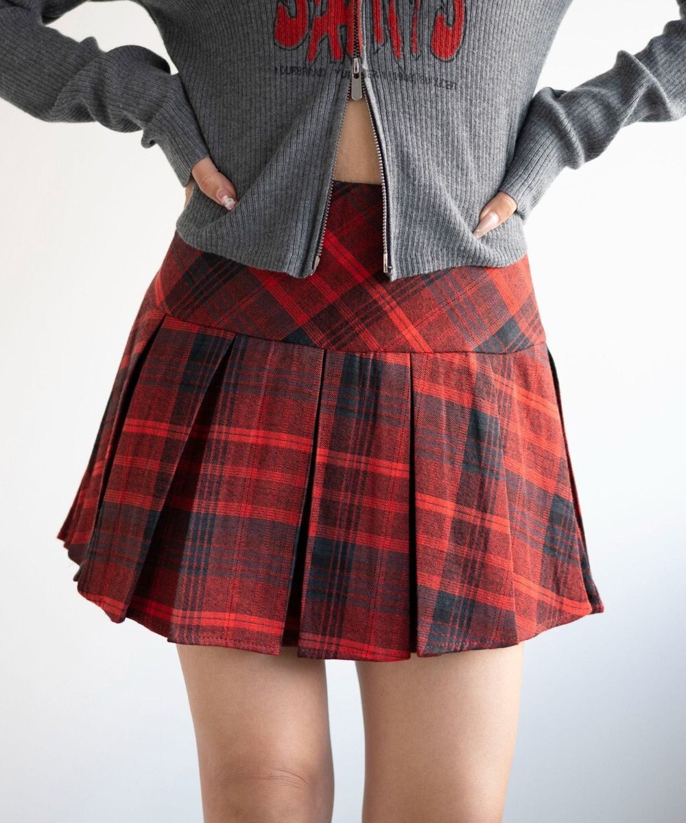 WEGO 【SCHOOL ITEM】チェック切替プリーツミニスカパン 