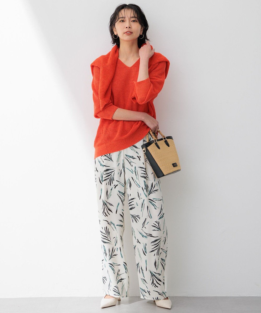 23区 【洗える】ピュアリネン Vネック ニット 