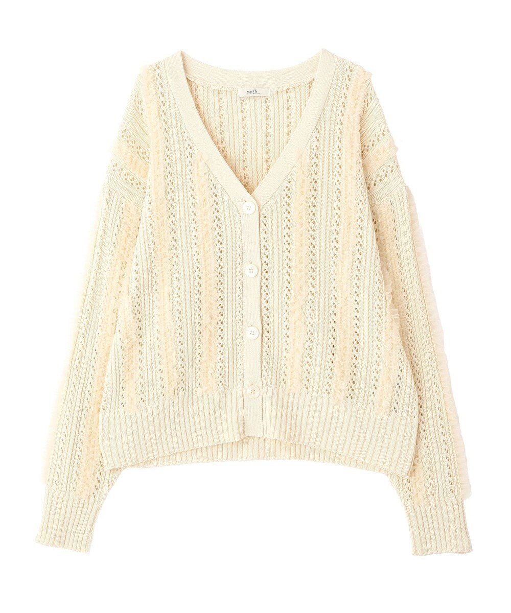earth music&ecology チュールフリルニットカーディガン 