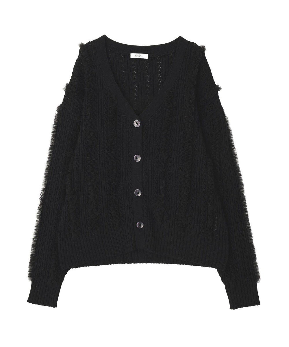 earth music&ecology チュールフリルニットカーディガン 