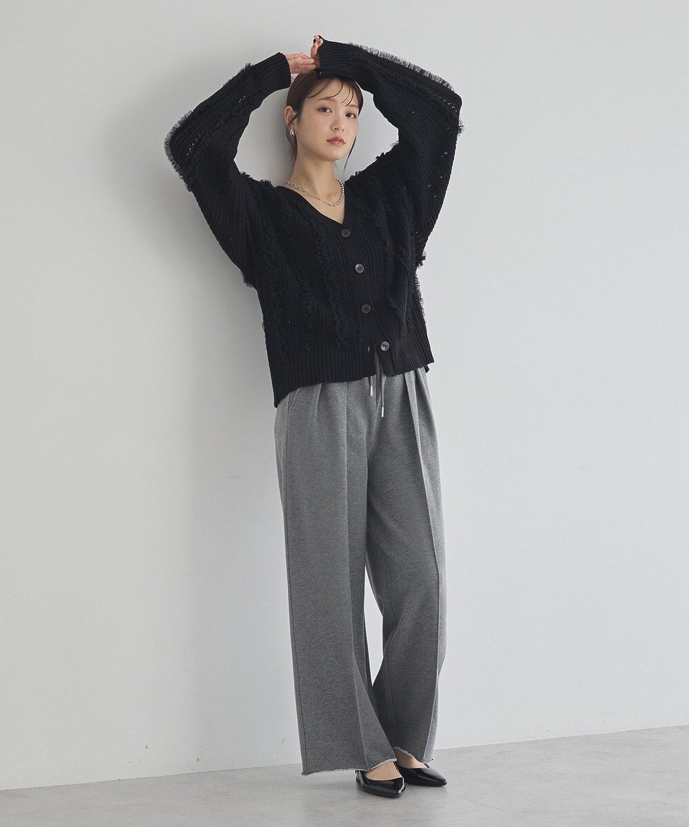 earth music&ecology チュールフリルニットカーディガン 