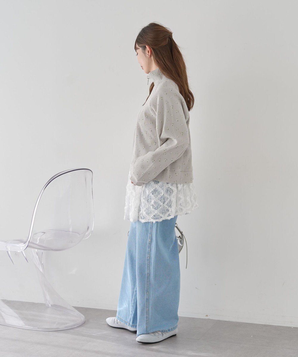 earth music&ecology 【予約】【綿100％】ダブルジップワッフルカーディガン 