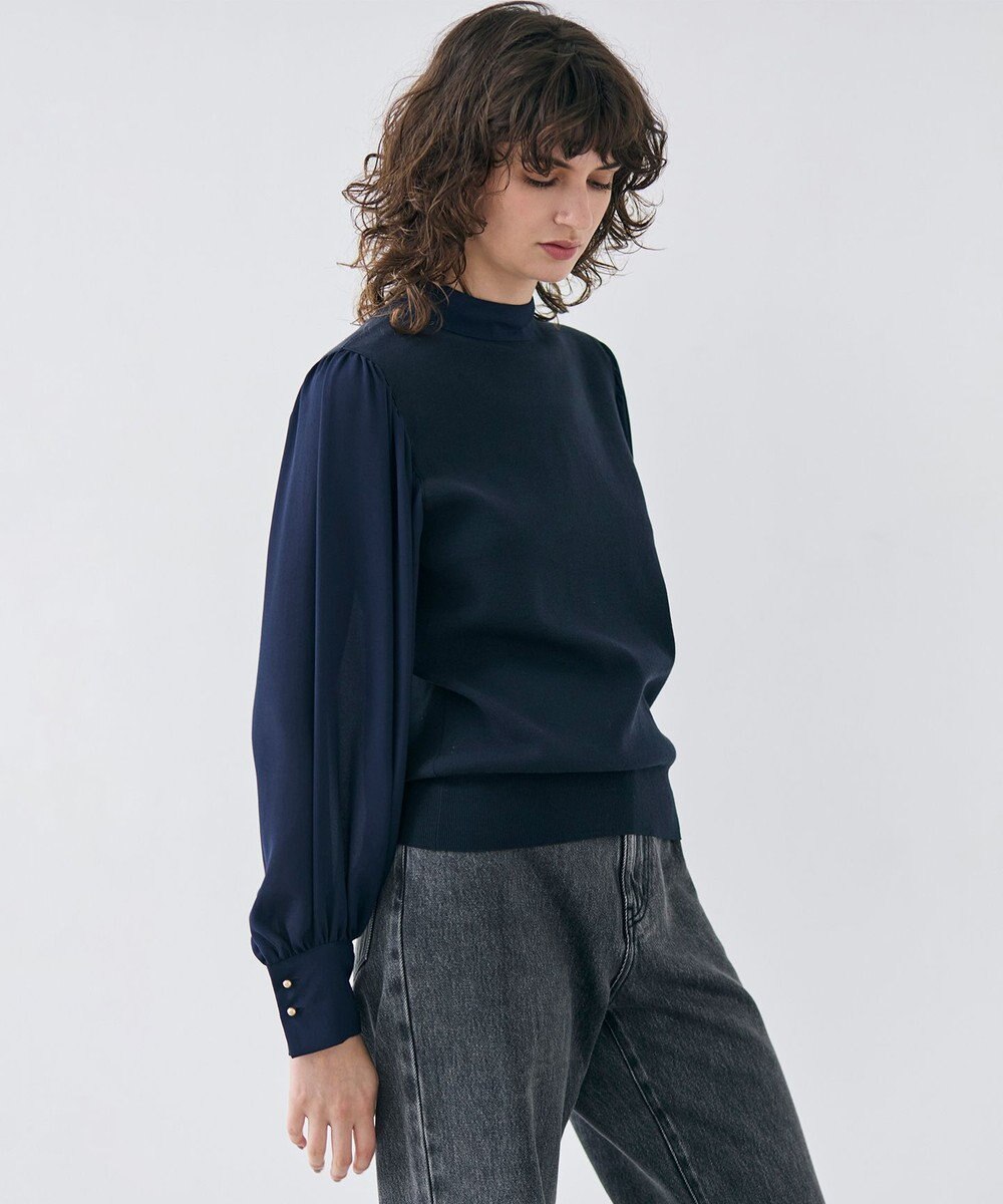 BEIGE， 【洗える・Precious3月号掲載】PROTEA / 異素材バックタイディティールニット 