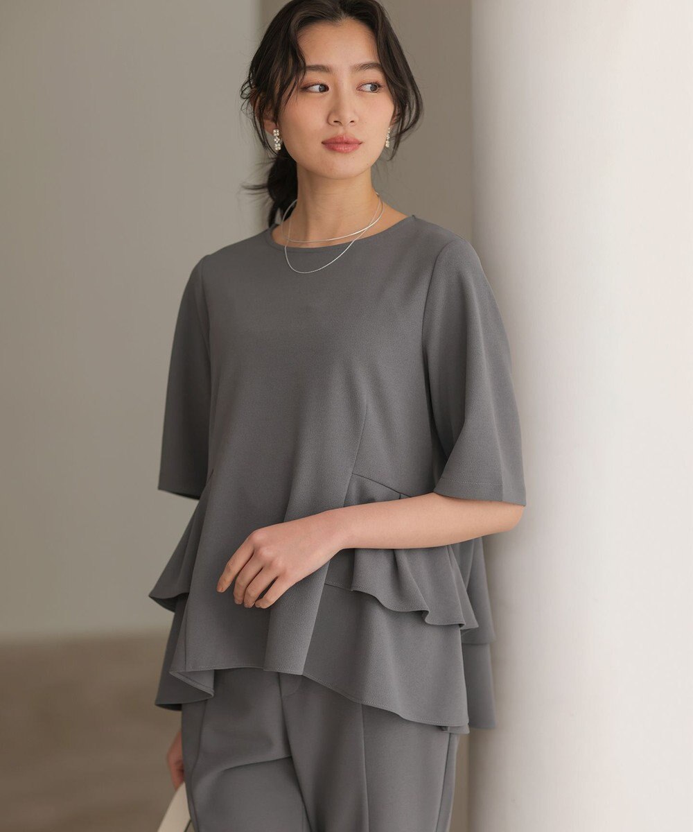 組曲 【WEB限定】ジョーゼットジャージー ティアード ブラウス 