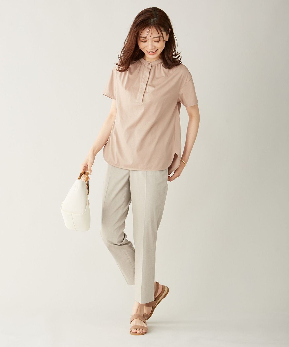 J.PRESS LADIES S 【シワになりにくい】コットンフィッティーシャーク テーパードパンツ 