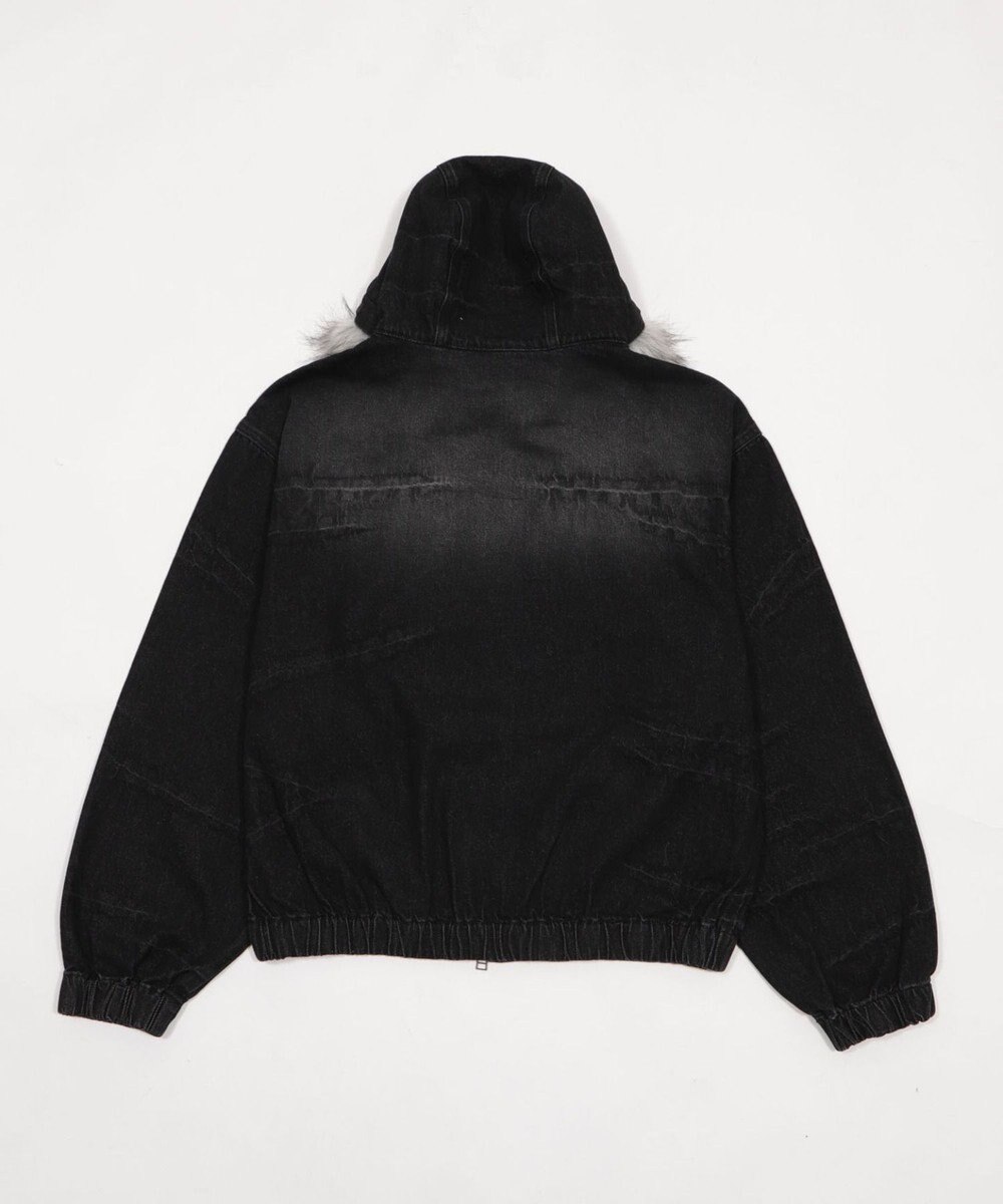 WEGO 【ユニセックス着用ITEM】ファーフードスラッシュデニムブルゾン 