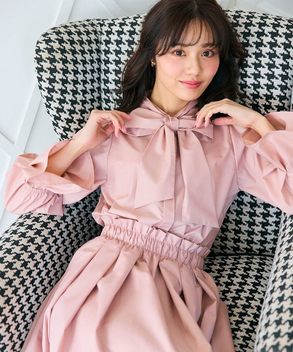 Feroux 【キレイ見えセットアップ対応】リボンタイ ブラウス 