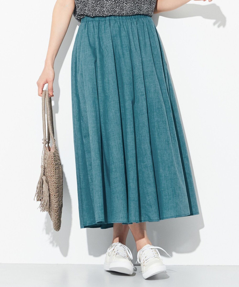 ANY 【ウエストゴム】シャンブレーライク スカート 