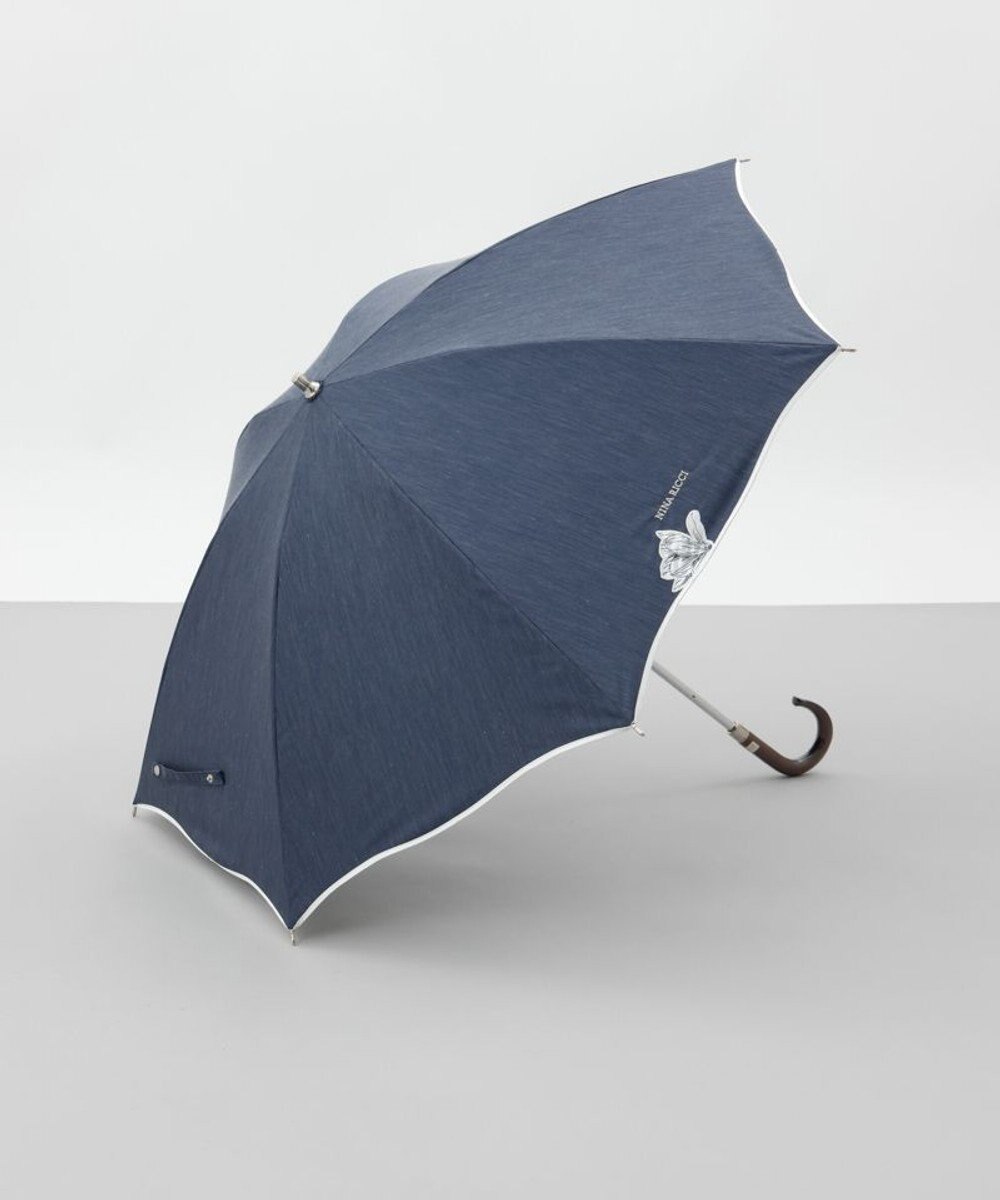 AURORA 【 NINA RICCI（ニナリッチ）】アップリケ刺しゅう/パイピング晴雨兼用傘（2段スライドショート傘） 