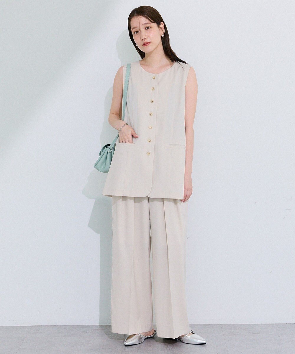 Green Parks クルーネック多釦ジレ 