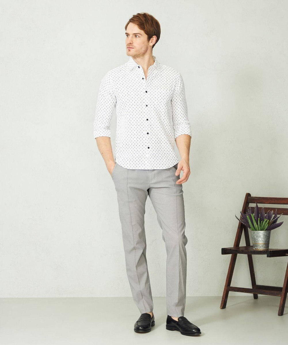 JOSEPH ABBOUD 【UVカット】オーガニックコットンプリッセ 七分袖シャツ 