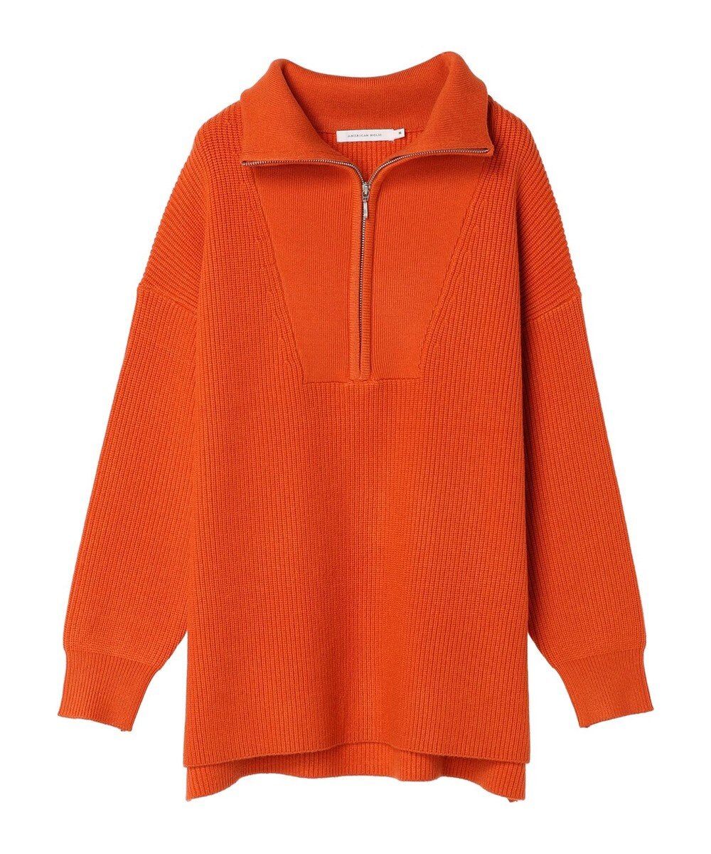 AMERICAN HOLIC バイパチハーフＺＩＰ片畦ニットプルオーバー　 