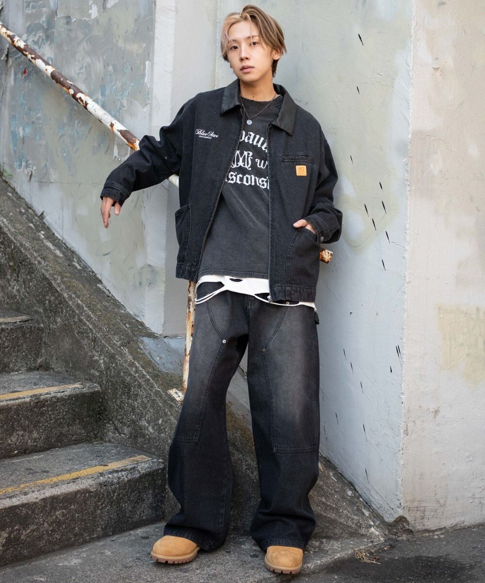 WEGO 【ユニセックス着用ITEM/MLサイズ展開】ワーカーズZIPデニムジャケット 