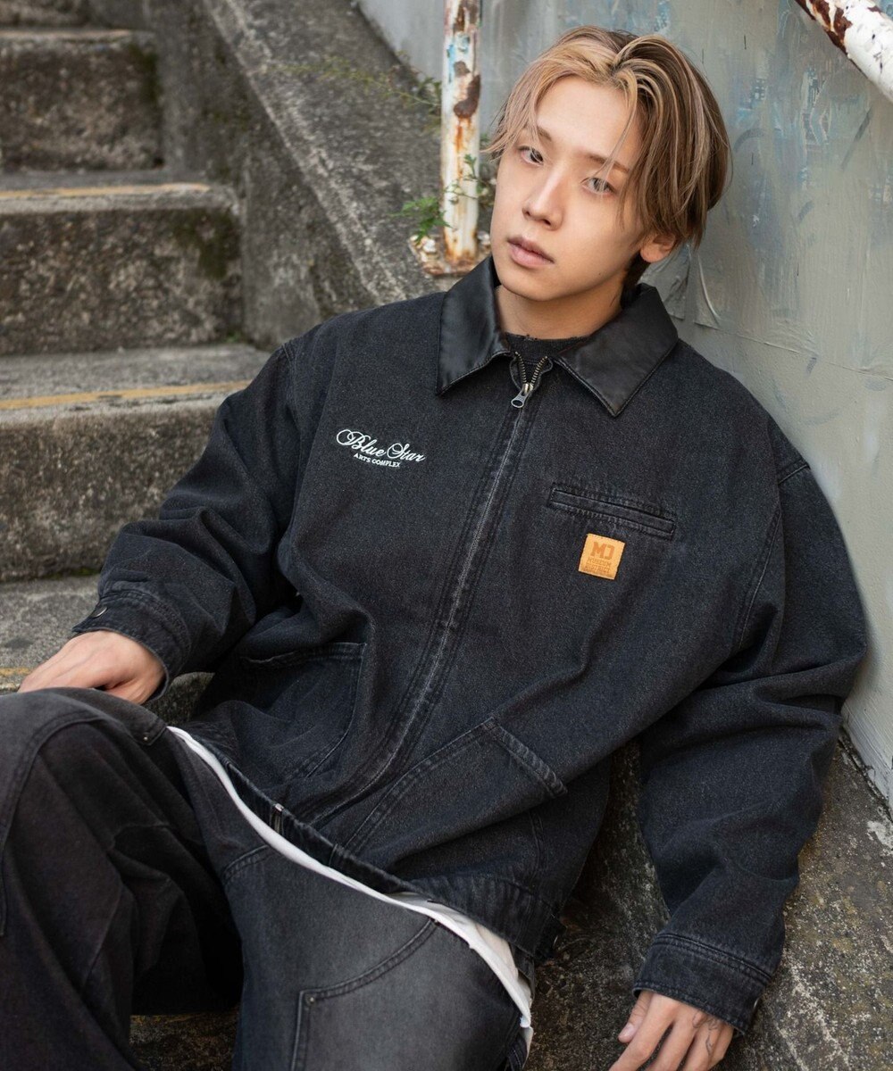 WEGO 【ユニセックス着用ITEM/MLサイズ展開】ワーカーズZIPデニムジャケット 