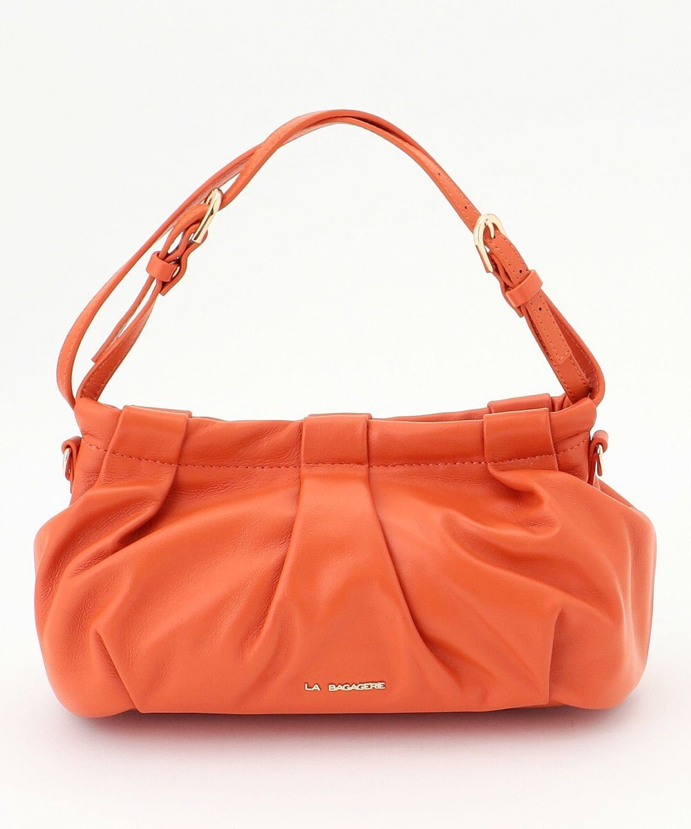 LA BAGAGERIE シープレザー　ギャザーミニバッグ 