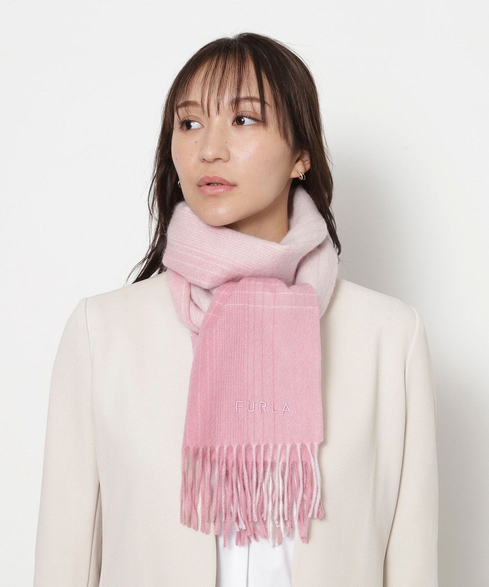 MOONBAT FURLA(フルラ）ウール100％ オンブレー チェックマフラー 