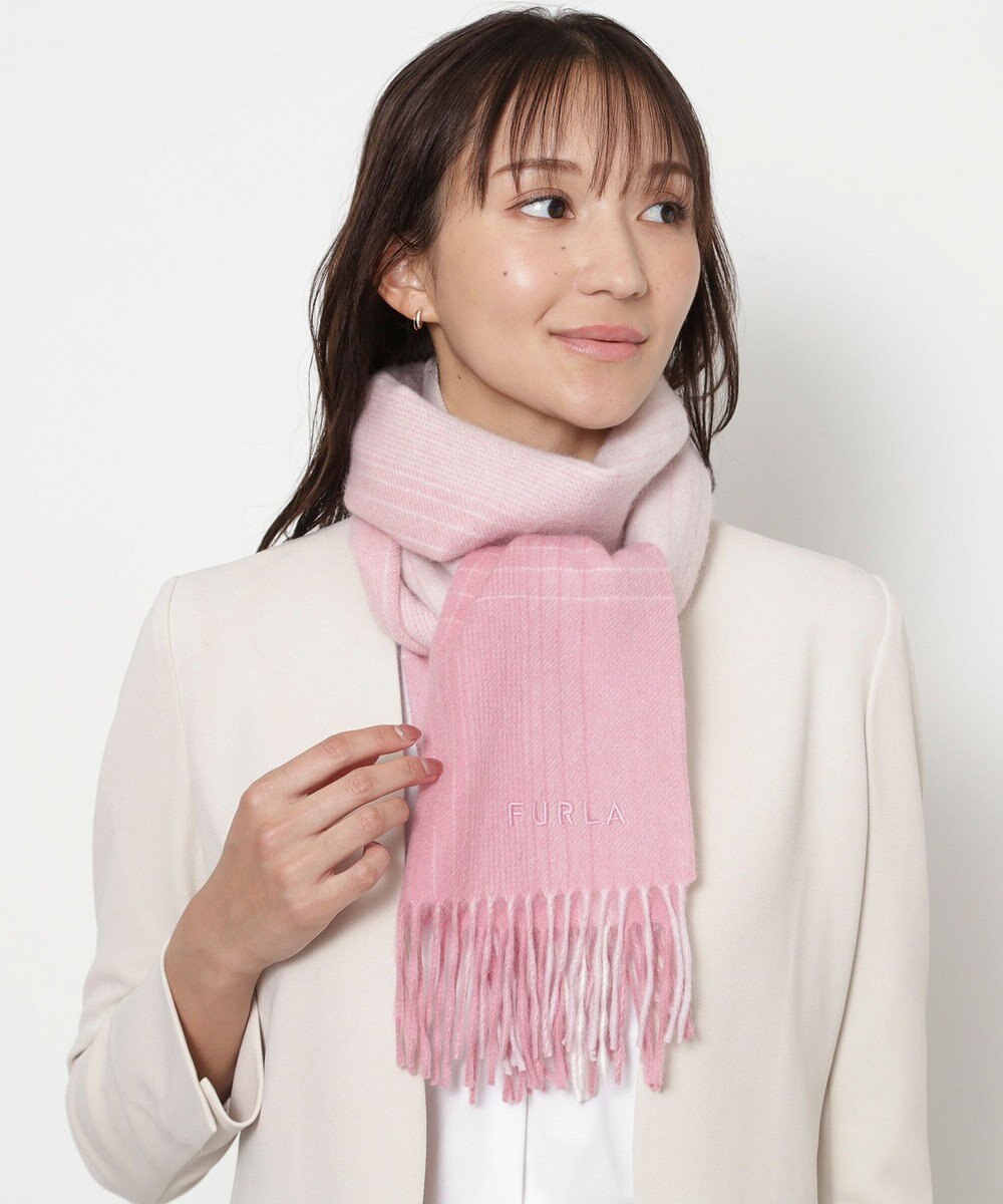 MOONBAT FURLA(フルラ）ウール100％ オンブレー チェックマフラー 