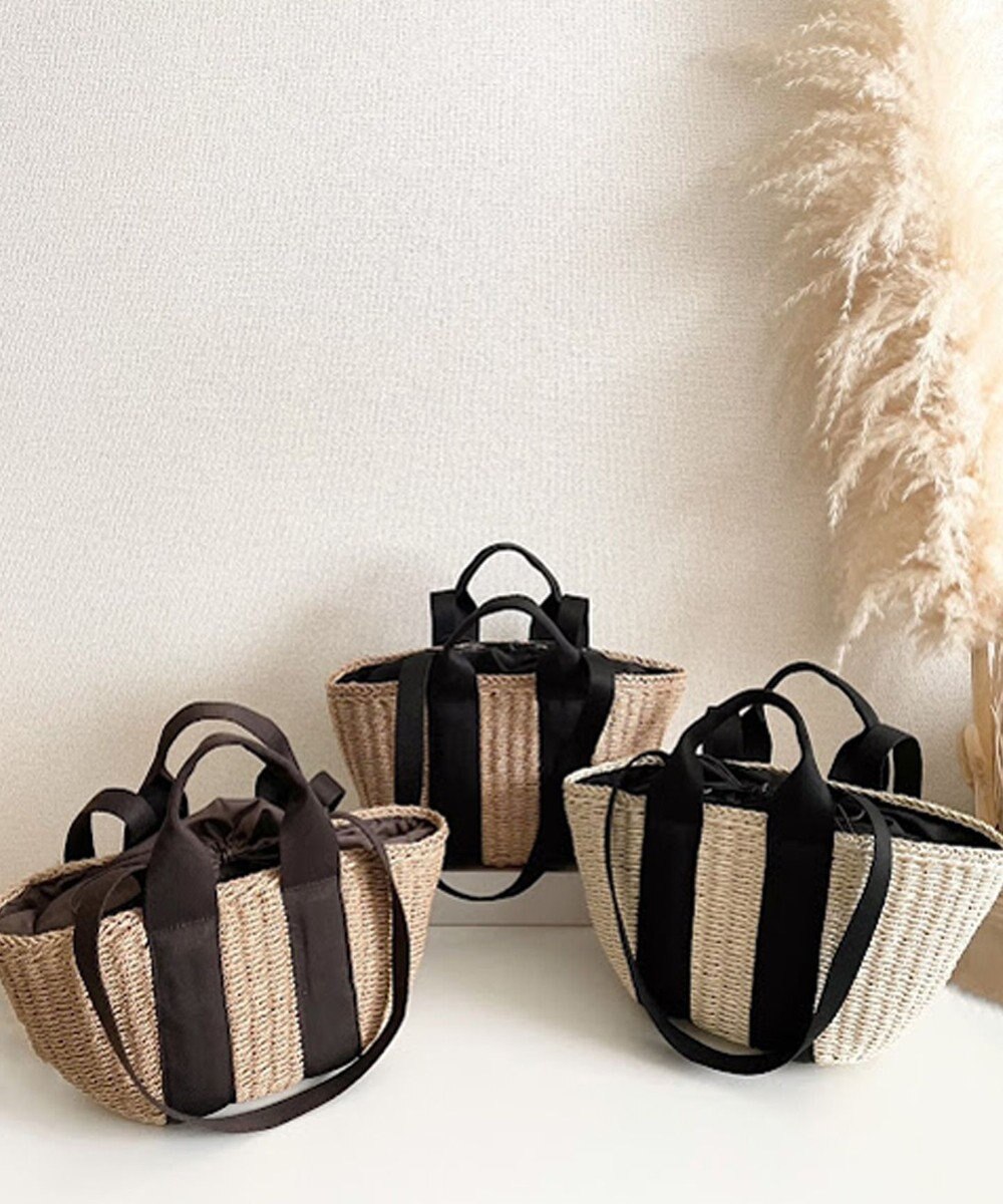 LA BAGAGERIE 【maison vert】 【ペーパー素材・多収納】ダブルハンドルかごバッグ 