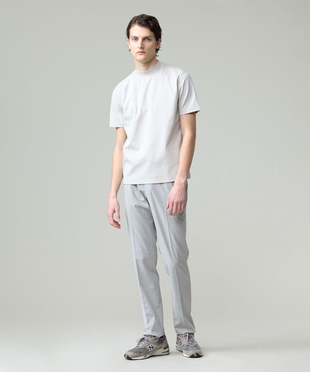 J.PRESS MEN シルクのような光沢感の上品Tシャツ【UVカット / 接触冷感 / 吸水速乾】【J.PRESS PREMIUM JERSEY】ポンチモックネック Tシャツ 