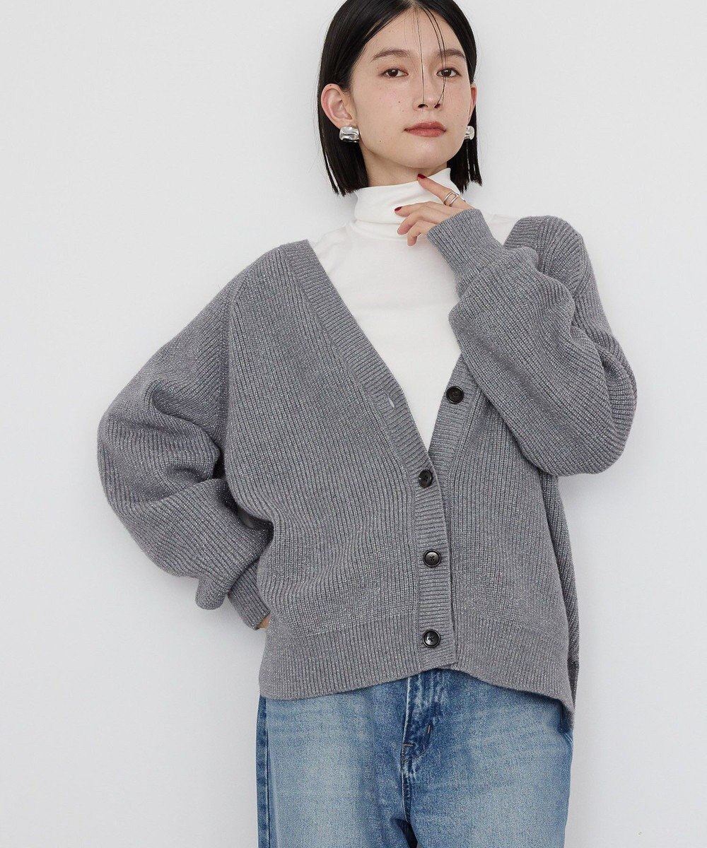 AMERICAN HOLIC バイパチラメ入りＶネック片畦ニットカーディガ 